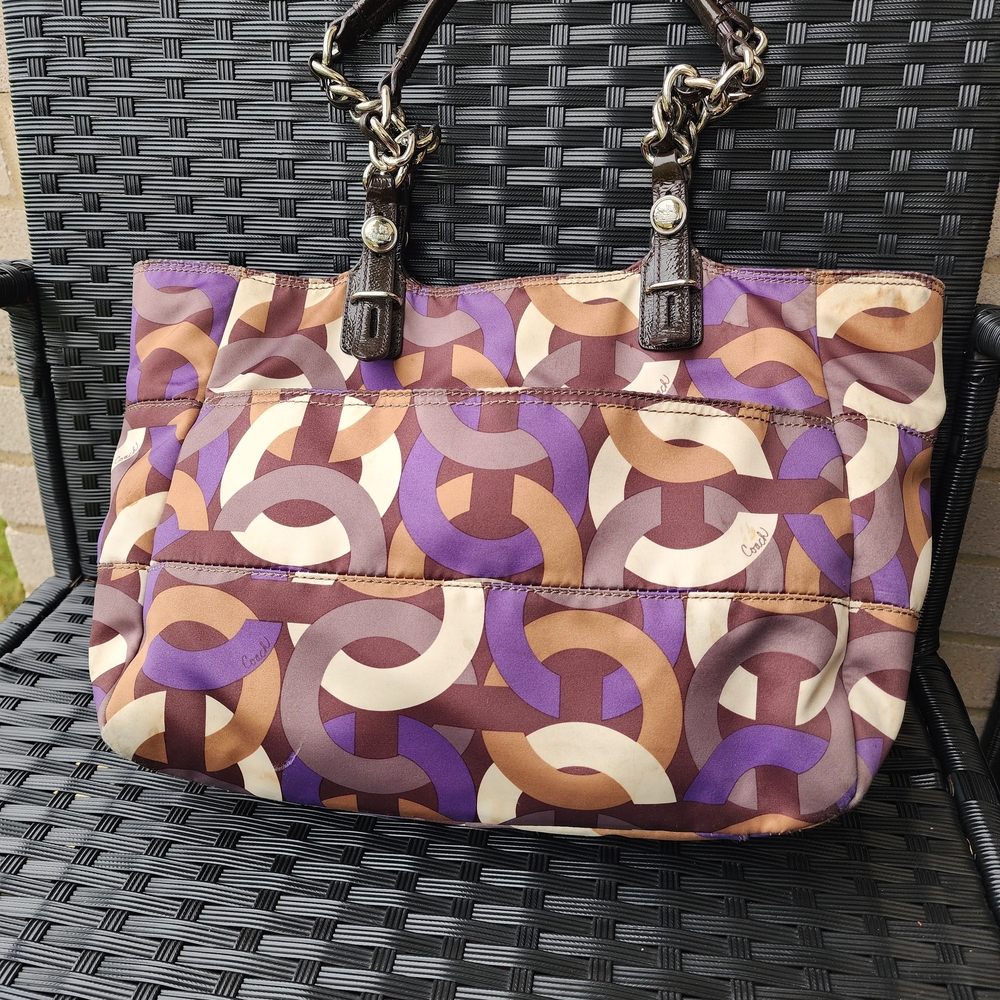 Coach Madison Chainlink East Meet West Bag Purple Multi